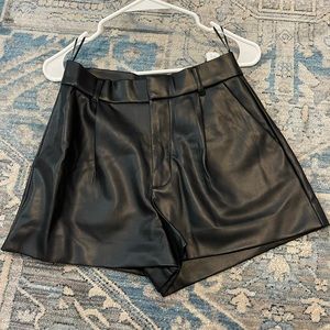 Zara Black Mini Faux Leather Shorts